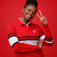 Picture of Ladies legacy long sleeve golf shirt red