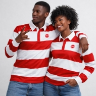 Picture of Unisex legacy long sleeve striped golf shirt red