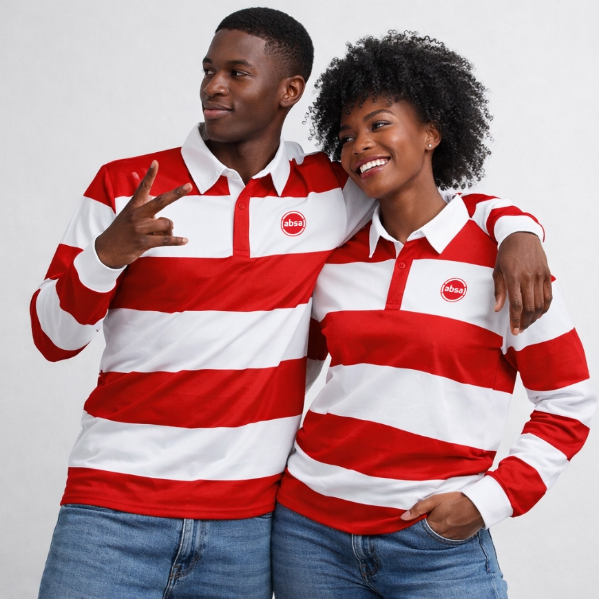 Picture of Unisex legacy long sleeve striped golf shirt red